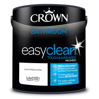Crown Easyclean Bathroom Mid Sheen Emulsion 2.5L - Pure Brilliant White