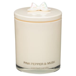 Scented Glass Candle with 3D Bow Lid - Cream