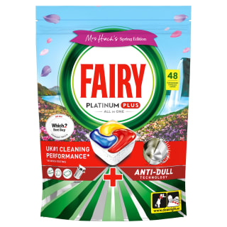 Mrs Hinch's Spring Edition Fairy Platinum Plus All-In-One Dishwasher Capsules 48pk - Lemon
