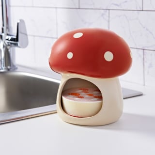 Harvest Home Ceramic Scrubby Holder & Sponge - Mushroom
