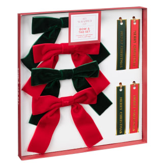 Festive Folklore Bow & Tag Set 8pc - Red & Green