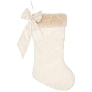Bow Christmas Stocking - Cream