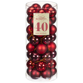 Merry Moments Mini Baubles 40pk - Red