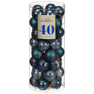 Merry Moments Mini Baubles 40pk - Navy