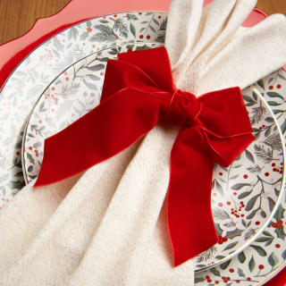 Velvet Bow Napkin Rings 4pk - Red