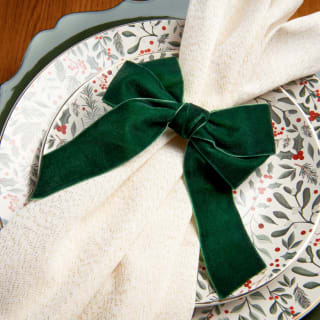 Velvet Bow Napkin Rings 4pk - Green