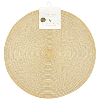 Christmas at Home Glitter Placemats 4pk - Gold