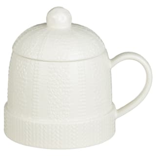 Knitted Hat Mug with Lid - Cream