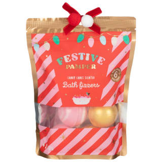Festive Pamper Candy Cane Bath Fizzers 6pk