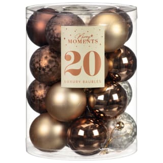Merry Moments Luxury Baubles 20pk - Brown
