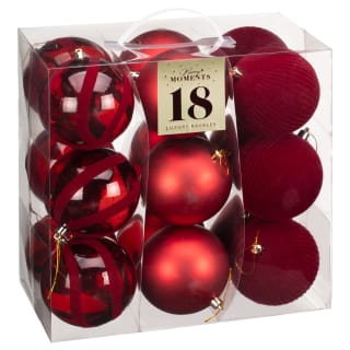 Merry Moments Luxury Baubles 18pk - Burgundy