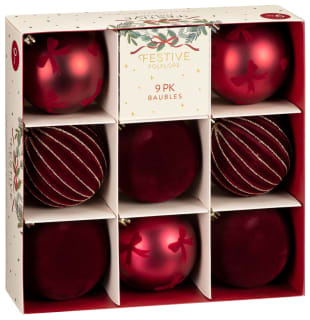 Timeless Traditions Flocked Baubles 9pk
