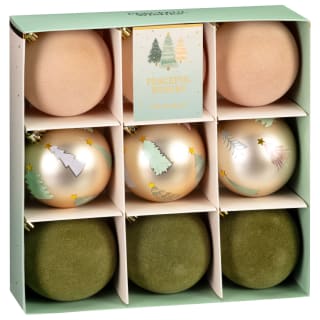 Peaceful Wishes Flocked Baubles 9pk - Neutral