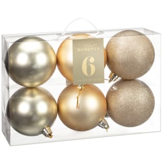 Merry Moments Large Luxury Baubles 6pk - Gold