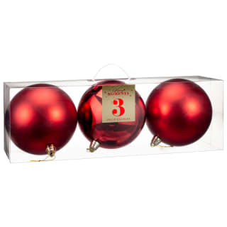 Merry Moments Red 20cm Baubles - 3pk