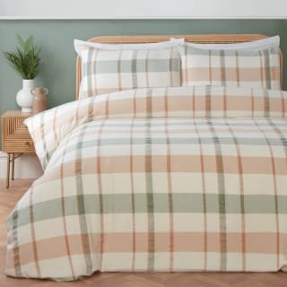 Seersucker Check Brushed Duvet Set - Double