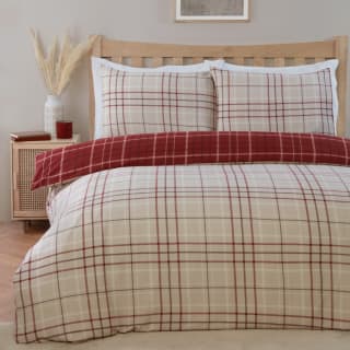 Red Check Brushed Duvet Set - Double