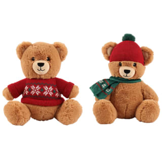 Winter Paws Cosy Club Christmas Bear Plush Dog Toy - Assorted