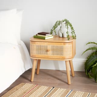 Miyo 1 Drawer Bedside Table with Cane