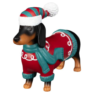 Dog in Christmas Jumper Ornament 18cm - Dachshund