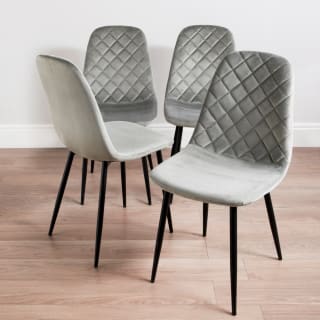 Avani Grey Velvet Chairs 4pc