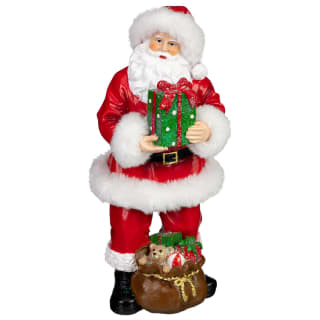 Festive Folklore Fur Trim Santa with Gifts Ornament
