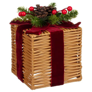 426353-20cm-pre-lit-woven-parcel-with-red-velvet-bow-and-foliage