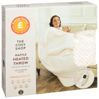 The Cosy Shop Waffle Heated Throw - Cream