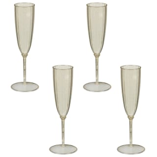 Christmas Ribbed Glitter Champagne Glasses 4pk