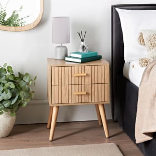 Jude 2 Drawer Slatted Bedside Table