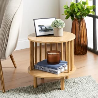 Slatted Round Side Table