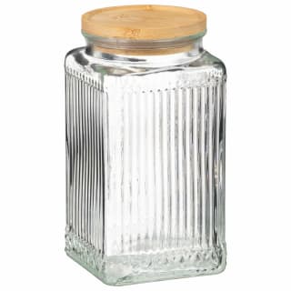 Large Ribbed Glass Jar with Bamboo Lid