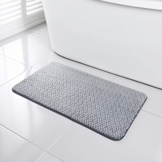 Addis Chevron Embossed Memory Foam Bath Mat - Grey