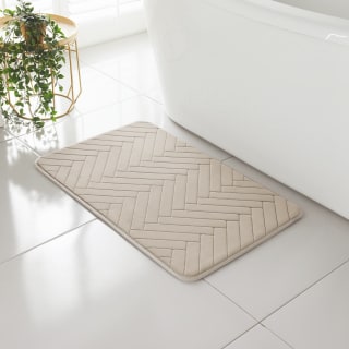 Bathroom Essentials Chevron Embossed Memory Foam Bath Mat - Natural