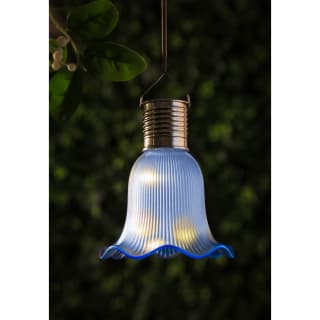 Solar Powered Ribbed Tulip Hanging Light - Blue