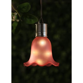 Solar Powered Ribbed Tulip Hanging Light - Pink