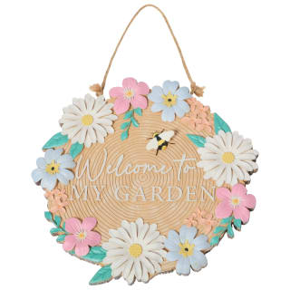 Welcome to My Garden Floral Hanging Plaque