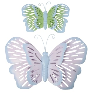 Butterfly Wall Art 2pk - Purple & Green