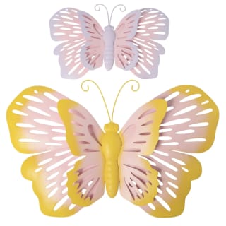 Butterfly Wall Art 2pk - Pink & Yellow