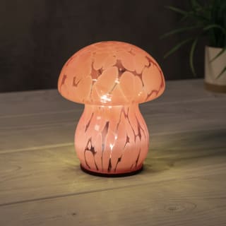 Mason & Jones Solar Powered Confetti Glass Mushroom - Pink