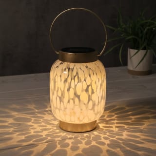 Mason & Jones Solar Powered Confetti Glass Lantern - White