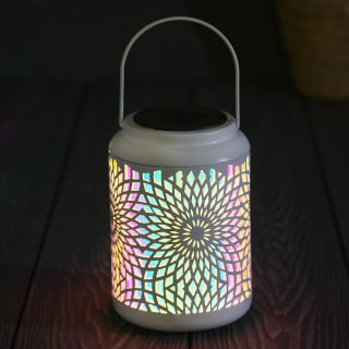 Mason & Jones Solar Powered Iridescent Metal Lantern - White