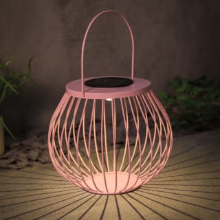Solar Powered Metal Wire Lantern - Pink