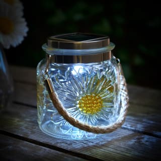 Solar Powered Daisy Glass Lantern - Clear