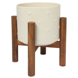 Ceramic Planter on Wooden Stand - Bees