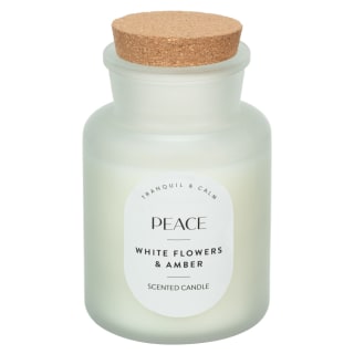 Peace Scented Candle with Cork Lid - White Flowers & Amber