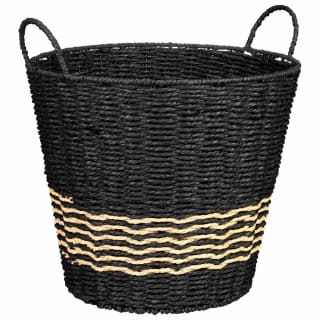 Black Woven Basket with White Stripe