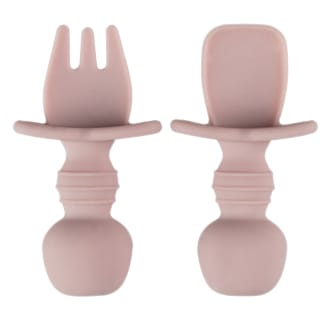 Silicone Spoon & Fork Set 4pc - Pink