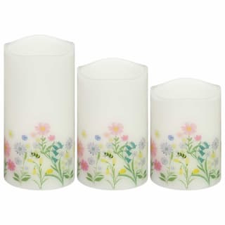 Floral Pattern LED Candles 3pk