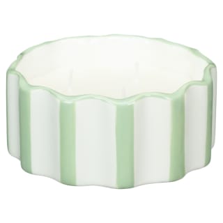 Scallop Egde Ceramic Candle with Stripes - Green